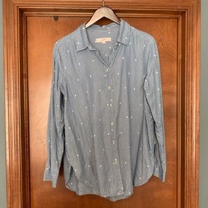 LOFT striped polka dot button down shirt